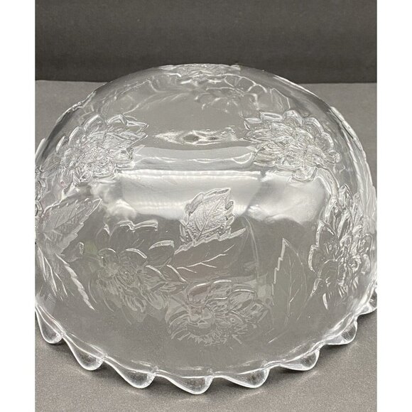 Crystal Floral Bowl Glass 10” World Showcase Scalloped Edges Salad Original Box - Picture 9 of 13